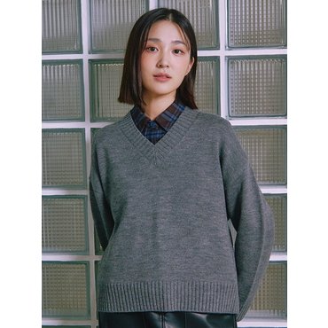 폴햄 여성) 브이넥 오버핏 스웨터 (PHE4ER2040)
