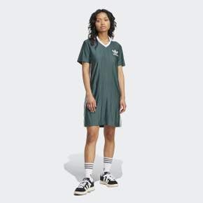 [여성] 친환경 소재로 제작된 폴로 칼라 트레포일 로고 3선 핀스트라이프 드레스(IX5507)