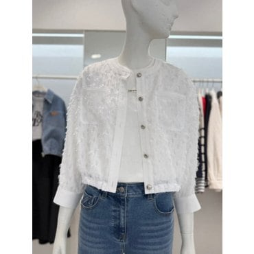 ZOOC 여름 드로스트링 노카라 프린지 블라우스 Z252MSC022