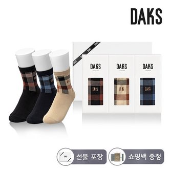 닥스 양말 숙녀 면중목 링글체크 3족세트 DK24901