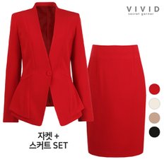 VIVID SET 여성 에브리 원버튼정장자켓+스커트 세트