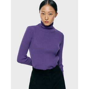 slim ribbed pola knit_purple