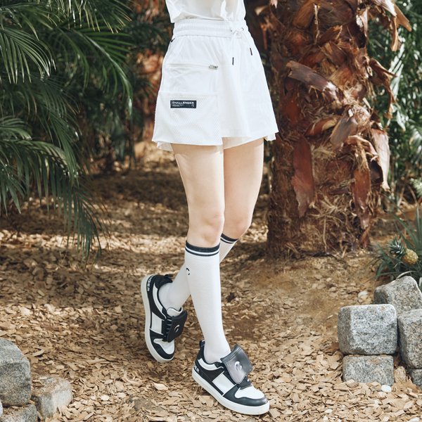 [부산점] 탈부착 메쉬빅포켓 허리스트링 여성 큐롯형 반바지 화이트_CHD2WHP0684WH