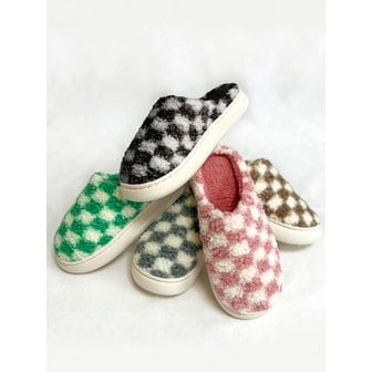 티에스에이치 체커보드 극세사 털슬리퍼