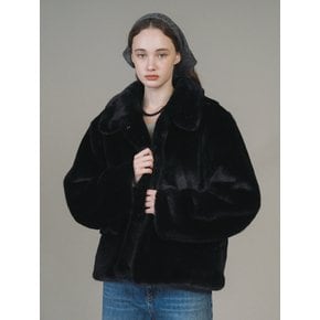 F Fluffy Mink Fur Jacket_Black Cat