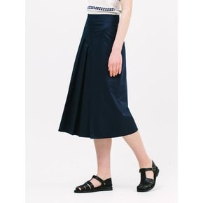 3-tuck A-line skirt_navy