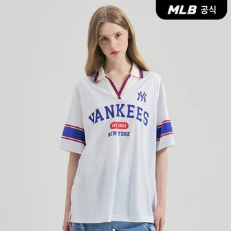 MLB [코리아공식] 여성 바시티 스포츠 카라 반팔 티셔츠 (Iv)