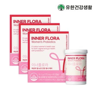 뉴오리진 [앵콜특가][+15%쿠폰] 여성 질 건강 유산균 이너플로라 60일분X3박스 (총 6개월분)