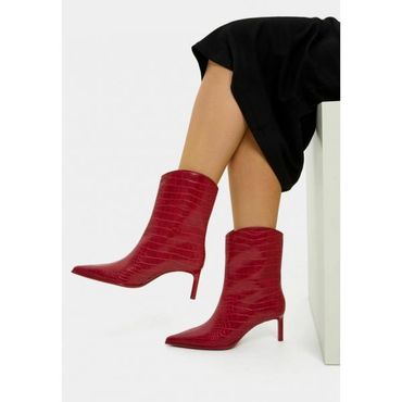 이스퀘어 5144425 Bershka ANIMAL EMBOSSING - Classic ankle boots red