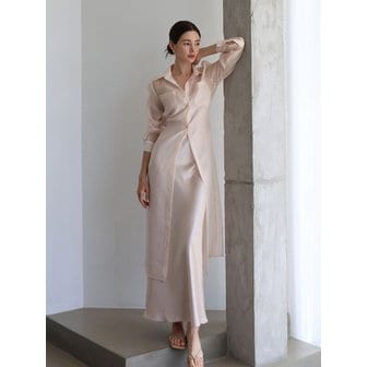 르반르꼬르 Waist button see-through blouse - beige