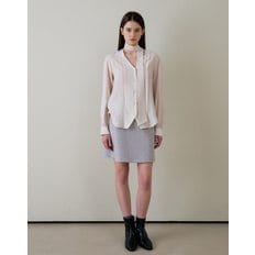 V NECK SCARF BLOUSE PINK   브이넥 스카프 블라우스 핑크