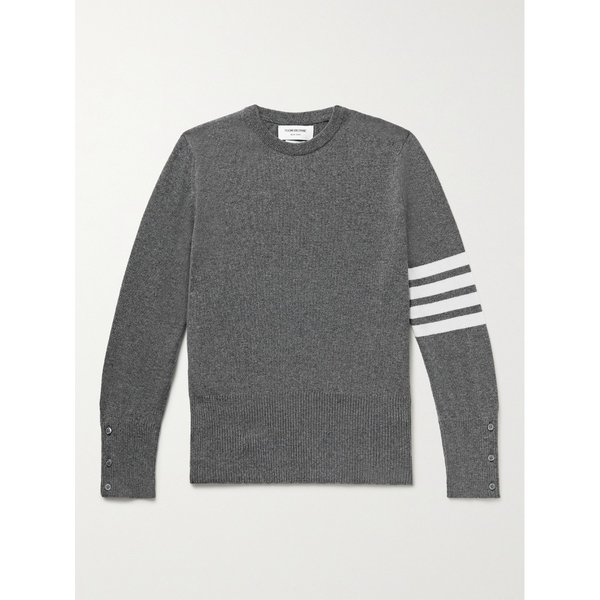 슬림핏 스트라이프 그로스그레인 트리밍 캐시미어 스웨터 4394988608685103