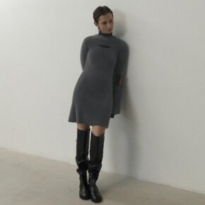 나인 FAKE ANGORA KNIT DRESS_S OP6239