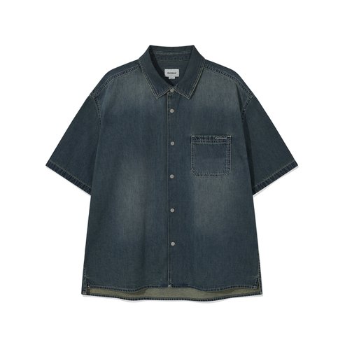 커버낫 워싱 데님 하프 셔츠 블루 CO2502SS03BL