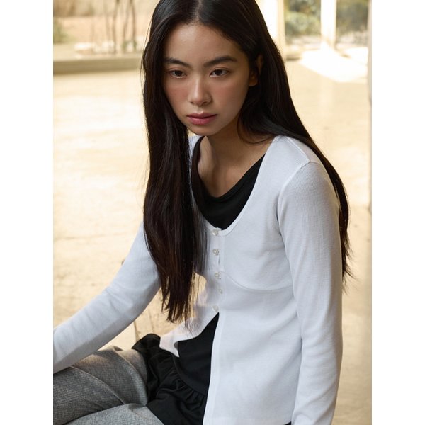 링 코튼 가디건 아이보리 C018