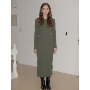 Line Point Basic Jersey Dress_ Khaki