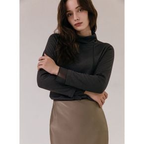 반하이넥 쉬폰 레이어 기모 티셔츠_P406072585
