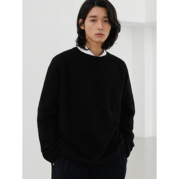 SOFT LAMBSWOOL CREW NECK KNIT BLACK
