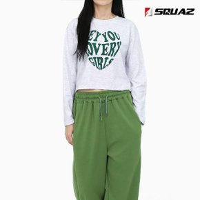 여성 코튼 프린팅 크롭 긴팔 티셔츠 SUS005