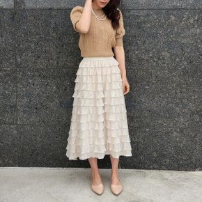 여름 샤 스커트 레이스 A라인 미시 롱 치마 미디_P323258609