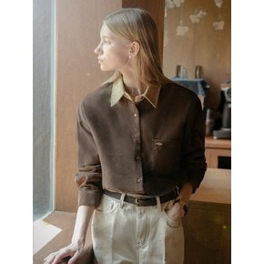 Nella collar point corduroy shirt_Brown