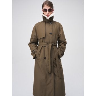 에트몽 Trench Padding Coat, Olive Brown