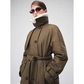 Trench Padding Coat, Olive Brown