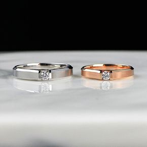 1부 커플링 랩 다이아 반지 결혼 기념일 선물 14K 18K 예물 웨딩 링 무광 일루미나