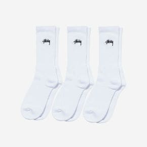 스몰 스탁 크루 삭스 화이트 (3개입) Stussy Small Stock Crew Socks White (3 Pack)