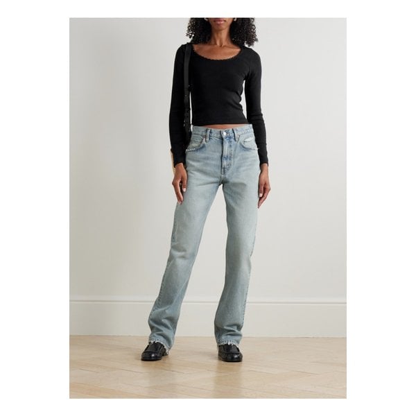 더 블론디 디스트레스 하이라이즈 스트레이트  진 라이트 데님 46376663162900421