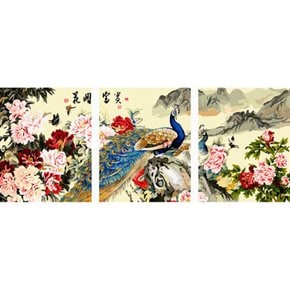 공작과 모란꽃 (3단) (캔버스) 명화그리기 40x50 (퍼즐사랑)