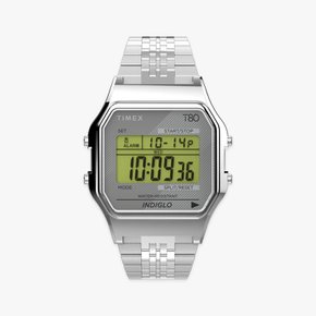 T80 스테인리스 스틸 디지털 전자시계 34mm
