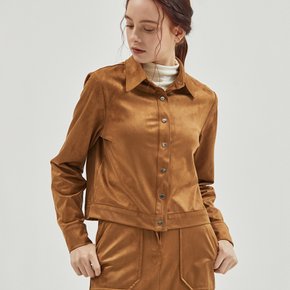 Suede Crop Shirt Camel