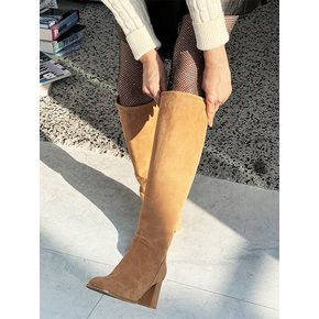 Suede Pop Long Boots - Camel Brown