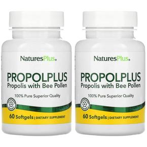 [해외직구] NaturesPlus 네이처스플러스 꿀벌 꽃가루 함유 프로폴리스 60소프트젤 2팩