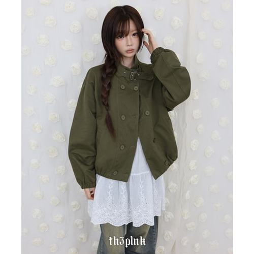 더핑크 / 태르 오버핏 하이넥 버클 스트랩 트렌치 야상 자켓