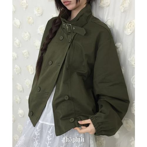 더핑크 / 태르 오버핏 하이넥 버클 스트랩 트렌치 야상 자켓