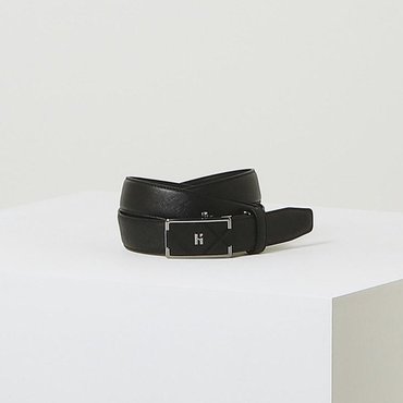 헤지스 블랙 가죽 퀼팅 로고 버클 자동벨트 HJBE5E253BK