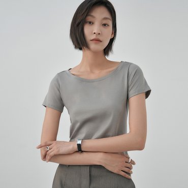 YJACK W_스쿱넥 슬림핏 반소매 티셔츠 (155gsm) LJT1885