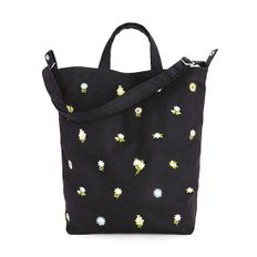 [바쿠백] 덕백 캔버스 토트백 Embroidered Ditsy Floral Black