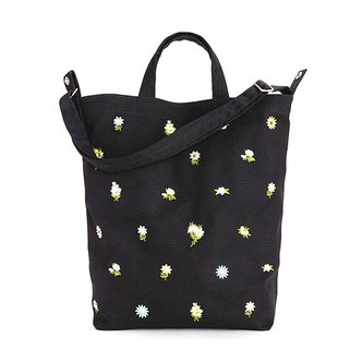 바쿠 [바쿠백] 덕백 캔버스 토트백 Embroidered Ditsy Floral Black