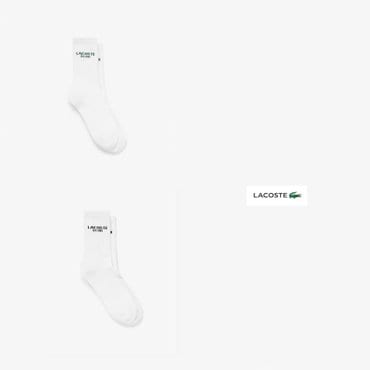 라코스테 스포츠 남녀공용 로고 레터링 스포츠 장목 양말 RA132E-55G