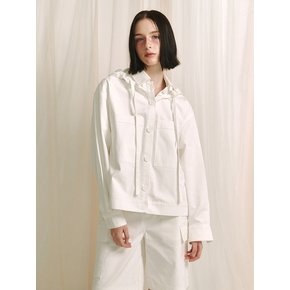 HOODIE SHIRT JACKET - WHITE