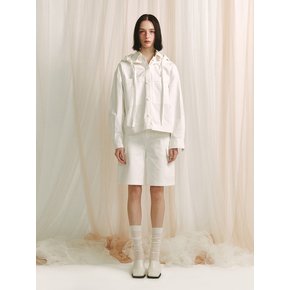 HOODIE SHIRT JACKET - WHITE