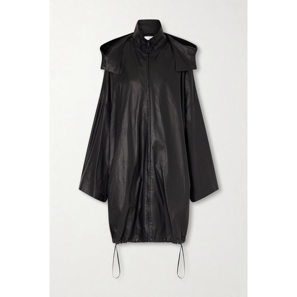 카산드르 가죽 후드 코트 블랙 46376663162973785