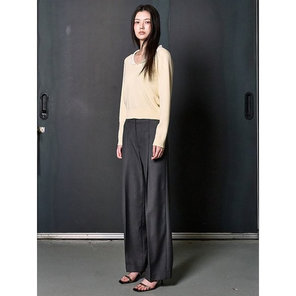 [Soft Cotton] Open Collar Knit Pullover  Lemon (KE6251M02F)