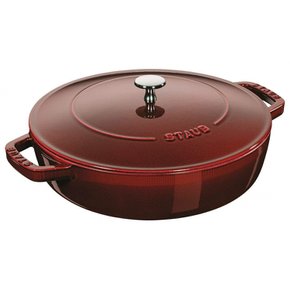 staub [ 28 cm ] IH Braiser 40511-513 스토우브 블레이저 소테판 그레나딘 레드 큰 양손 주물