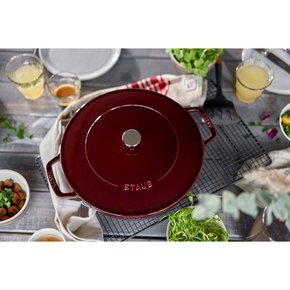 staub [ 28 cm ] IH Braiser 40511-513 스토우브 블레이저 소테판 그레나딘 레드 큰 양손 주물