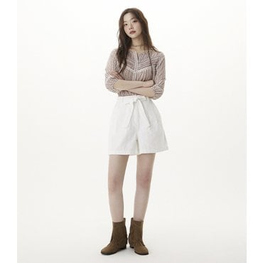 플라스틱아일랜드 제천벨트 핀턱 숏 팬츠 (PR2WP501)
