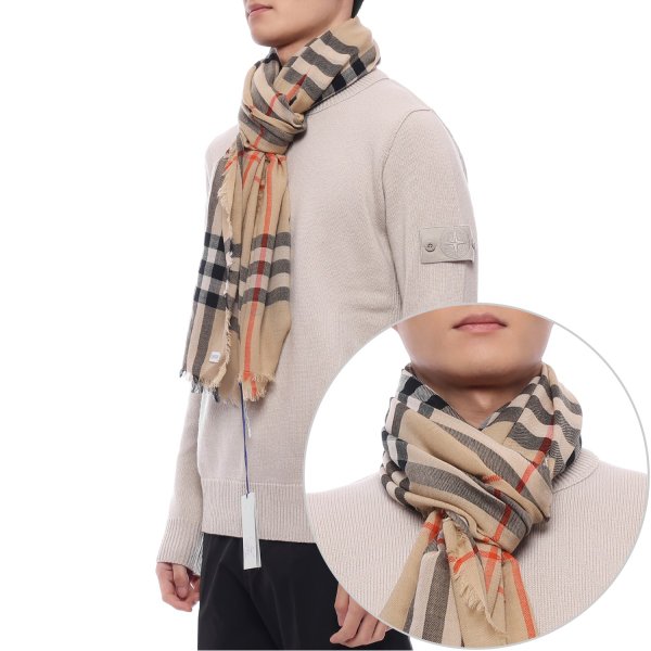 [부산점] 25SS 남성 체크 프린트 울 머플러 (8085069 SAND M 25S)